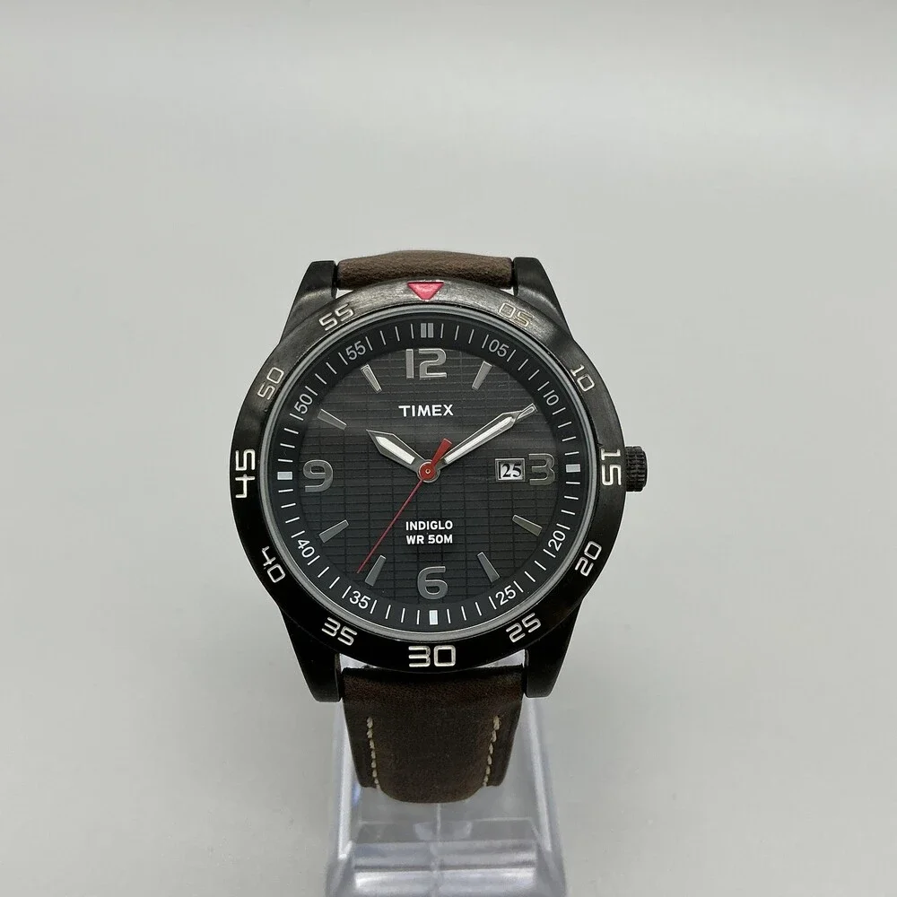 Timex Fairlawn Avenue Indiglo Mens Watch 42mm Black Dial Date New Battery